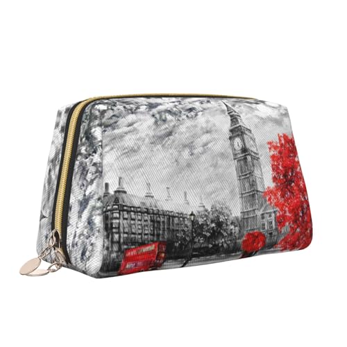 Red London Street Print Make-up-Tasche, tragbar, vielseitig, Kulturbeutel, große Kapazität, Kosmetiktasche für Damen, weiß, Einheitsgröße, Kulturbeutel von ZaKhs