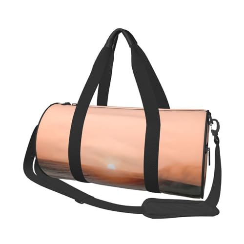 Reisetasche, Motiv: Meereswellen bei Sonnenaufgang, bedruckt, mit Tasche und verstellbarem Riemen, große Sporttasche, modische Yoga-Tasche für Damen und Herren, Schwarz , Einheitsgröße von ZaKhs