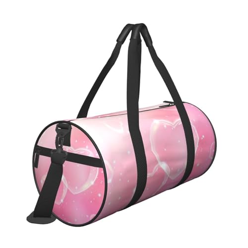 Reisetasche, mit Tasche und verstellbarem Riemen, groß, mit Herz-Aufdruck, für Damen und Herren, Rosa, Schwarz , Einheitsgröße von ZaKhs