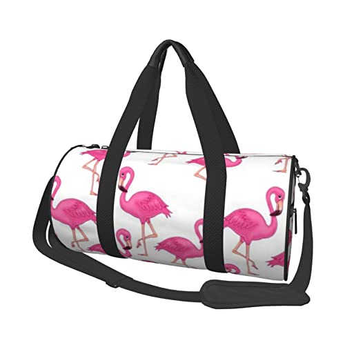 Reisetasche mit Flamingo-Druck, mit Tasche und verstellbarem Riemen, große Sporttasche, modische Yoga-Tasche für Damen und Herren, Rosa, Schwarz , Einheitsgröße von ZaKhs