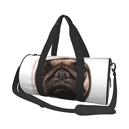 Reisetasche mit Mops-Aufdruck, mit Tasche und verstellbarem Riemen, große Sporttasche, modische Yoga-Tasche für Damen und Herren, Schwarz , Einheitsgröße von ZaKhs