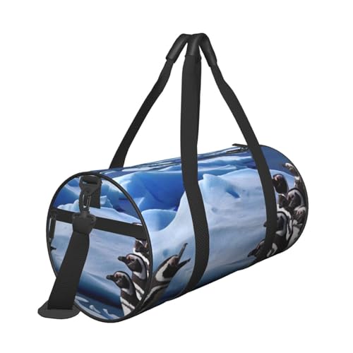 Reisetasche mit Pinguin-Druck, mit Tasche und verstellbarem Riemen, große Sporttasche, modische Yoga-Tasche für Damen und Herren, Schwarz , Einheitsgröße von ZaKhs