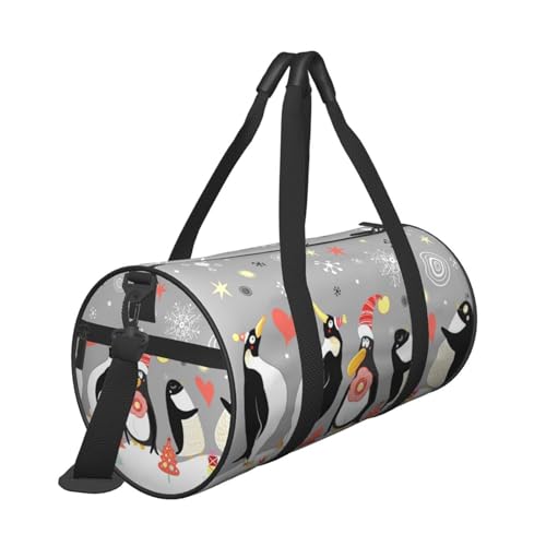 Reisetasche mit Pinguinmotiv, mit Tasche und verstellbarem Riemen, große Sporttasche, modische Yoga-Tasche für Damen und Herren, Schwarz , Einheitsgröße von ZaKhs