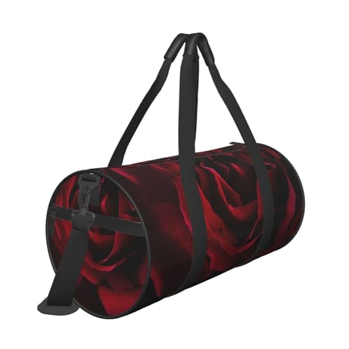 Reisetasche mit Rosen-Blumendruck, mit Tasche und verstellbarem Riemen, große Sporttasche, modische Yoga-Tasche für Damen und Herren, Schwarz , Einheitsgröße von ZaKhs