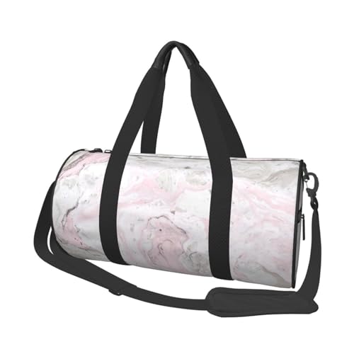 Reisetasche mit Tasche und verstellbarem Riemen, große Sporttasche, modische Yogatasche für Damen und Herren, Rosa mit abstrakter Tinte, Marmor-Grau, Schwarz , Einheitsgröße von ZaKhs