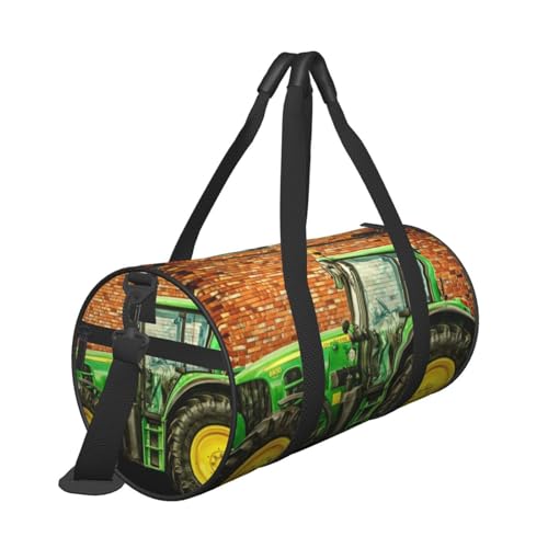 Reisetasche mit Traktor-Motiv, mit Tasche und verstellbarem Riemen, große Sporttasche, modische Yoga-Tasche für Damen und Herren, Schwarz , Einheitsgröße von ZaKhs