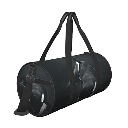 Reisetasche mit Unterwasserwal-Druck, mit Tasche und verstellbarem Riemen, große Sporttasche, modische Yoga-Tasche für Damen und Herren, Schwarz , Einheitsgröße von ZaKhs