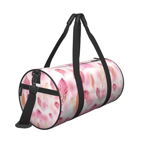 Reisetasche mit rosa Blütenblättern, mit Tasche und verstellbarem Riemen, große Sporttasche, modische Yoga-Tasche für Damen und Herren, Schwarz , Einheitsgröße von ZaKhs