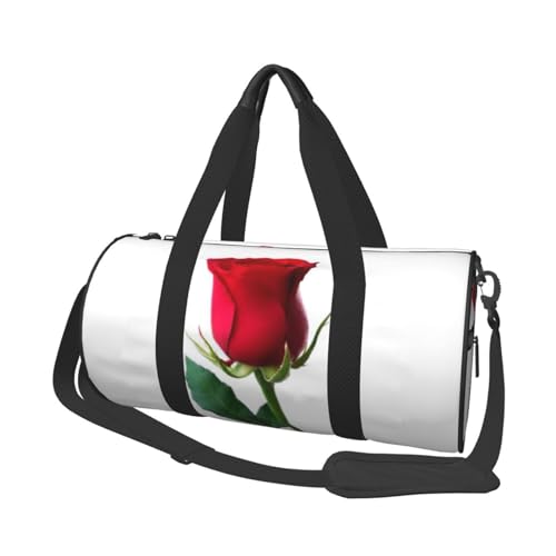 Rote Rose Reisetasche mit Tasche und verstellbarem Riemen, große Sporttasche, modische Yoga-Tasche für Damen und Herren, Schwarz , Einheitsgröße von ZaKhs