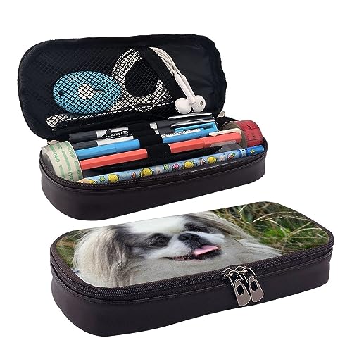 ZaKhs Federmäppchen für Jungen und Mädchen, Motiv: Pekingese Dogprint, große Kapazität, multifunktional, Make-up-Tasche, Organizer-Tasche für Büro und Reisen, Schwarz , Einheitsgröße, Make-up-Tasche von ZaKhs