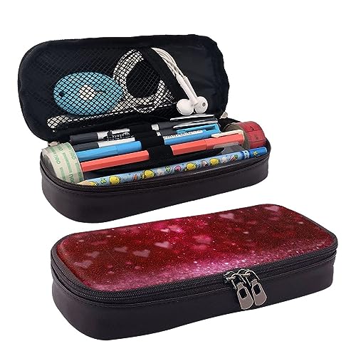 ZaKhs Federmäppchen für Jungen und Mädchen, mit rotem Glitzer, Herzdruck, große Kapazität, multifunktional, Make-up-Tasche, Organizer-Tasche für Büro und Reisen, Schwarz , Einheitsgröße, von ZaKhs