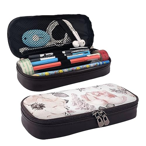 ZaKhs Federmäppchen mit Aquarell-Blumenmuster, für Jungen und Mädchen, große Kapazität, multifunktional, Make-up-Tasche, Organizer-Tasche für Büro, Reisen, Schwarz , Einheitsgröße, Make-up-Tasche von ZaKhs