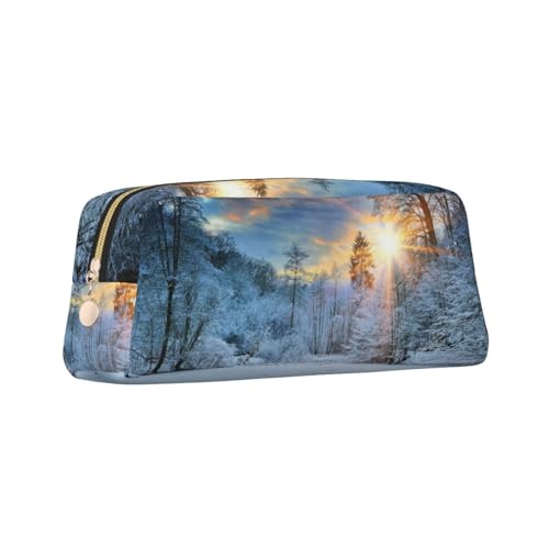 ZaKhs Federmäppchen mit Aufdruck "Winter Sunrise Sunset Landscape Print Large Capacity Stationary Box Portable Pencil Pouch for Men Women, gold, Einheitsgröße, Taschen-Organizer von ZaKhs