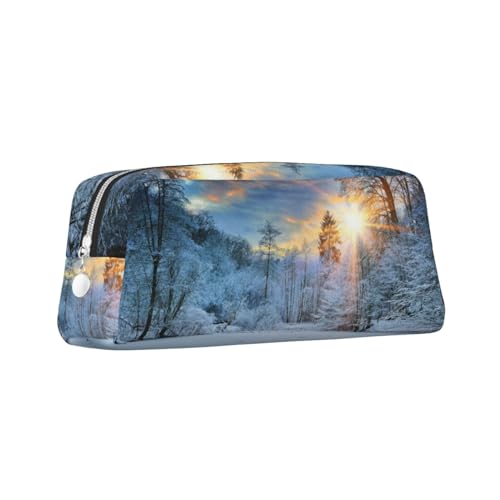 ZaKhs Federmäppchen mit Aufdruck "Winter Sunrise Sunset Landscape Print Large Capacity Stationary Box Portable Pencil Pouch for Men Women, silber, Einheitsgröße, Taschen-Organizer von ZaKhs