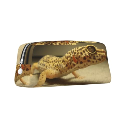 ZaKhs Federmäppchen mit Leoparden-Gecko-Druck, großes Fassungsvermögen, Schreibwarenbox, tragbares Federmäppchen für Männer und Frauen, silber, Einheitsgröße, Taschen-Organizer von ZaKhs