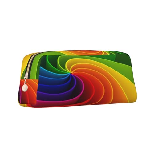 ZaKhs Federmäppchen mit Regenbogen-Wirbel-Druck, große Kapazität, Schreibwarenbox, tragbares Federmäppchen für Männer und Frauen, gold, Einheitsgröße, Taschen-Organizer von ZaKhs