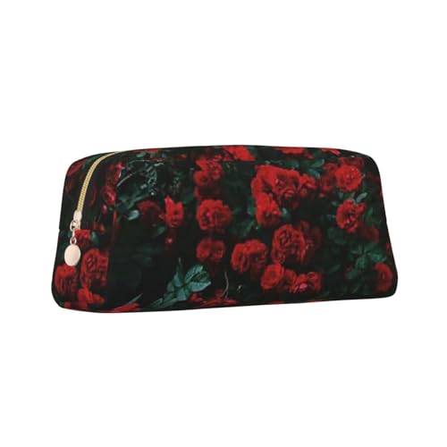 ZaKhs Federmäppchen mit Rosen-Aufdruck, großes Fassungsvermögen, tragbares Federmäppchen für Männer und Frauen, Rot und Schwarz, gold, Einheitsgröße, Taschen-Organizer von ZaKhs