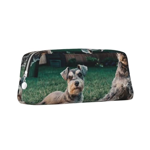 ZaKhs Federmäppchen mit Schnauzer-Hunde-Aufdruck, großes Fassungsvermögen, Schreibwarenbox, tragbares Federmäppchen für Männer und Frauen, silber, Einheitsgröße, Taschen-Organizer von ZaKhs