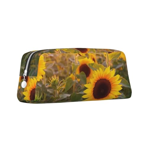 ZaKhs Federmäppchen mit Sonnenblumen-Aufdruck, großes Fassungsvermögen, Schreibwarenbox, tragbares Federmäppchen für Männer und Frauen, silber, Einheitsgröße, Taschen-Organizer von ZaKhs