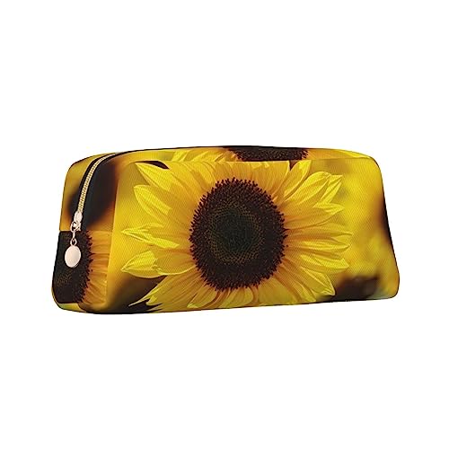 ZaKhs Federmäppchen mit Sonnenblumen-Motiv, große Kapazität, Schreibwarenbox, tragbares Federmäppchen für Männer und Frauen, gold, Einheitsgröße, Taschen-Organizer von ZaKhs