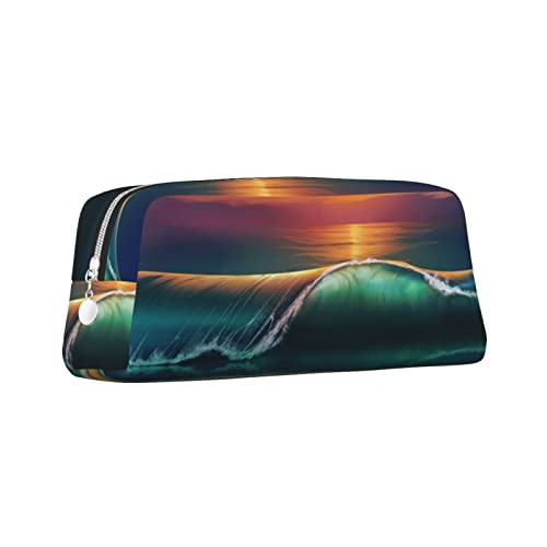 ZaKhs Federmäppchen mit Sonnenuntergang-Motiv, großes Fassungsvermögen, tragbare Federtasche für Damen und Herren, silber, Einheitsgröße, Taschen-Organizer von ZaKhs