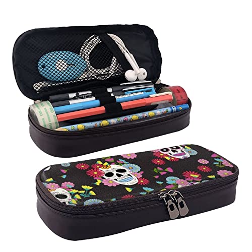 ZaKhs Federmäppchen mit mexikanischem Totenkopfmotiv (3) für Jungen und Mädchen, große Kapazität, multifunktional, Make-up-Tasche, Organizer-Tasche für Büro und Reisen, Schwarz , Einheitsgröße, von ZaKhs