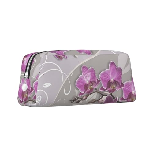 ZaKhs Federmäppchen mit rosa Orchideen-Druck, große Kapazität, Schreibwarenbox, tragbares Federmäppchen für Männer und Frauen, silber, Einheitsgröße, Taschen-Organizer von ZaKhs