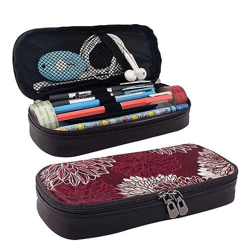 ZaKhs Federmäppchen mit rotem Blumendruck, für Jungen und Mädchen, großes Fassungsvermögen, multifunktional, Make-up-Tasche, Organizer-Tasche für Büro und Reisen, Schwarz , Einheitsgröße, von ZaKhs