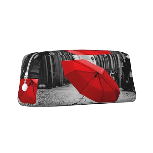 ZaKhs Federmäppchen mit rotem Regenschirm-Druck, große Kapazität, Schreibwarenbox, tragbares Federmäppchen für Männer und Frauen, silber, Einheitsgröße, Taschen-Organizer von ZaKhs