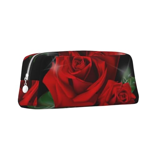 ZaKhs Federmäppchen mit roten Rosen, großes Fassungsvermögen, tragbares Federmäppchen für Männer und Frauen, silber, Einheitsgröße, Taschen-Organizer von ZaKhs