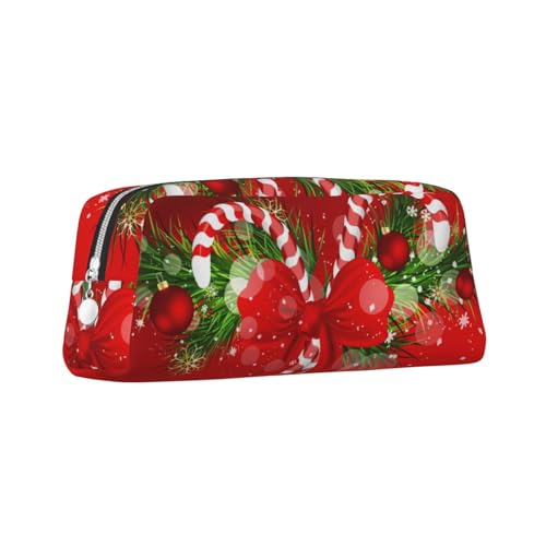 ZaKhs Federmäppchen mit weihnachtlichem Süßigkeiten-Aufdruck, großes Fassungsvermögen, Schreibwarenbox, tragbares Federmäppchen für Männer und Frauen, silber, Einheitsgröße, Taschen-Organizer von ZaKhs