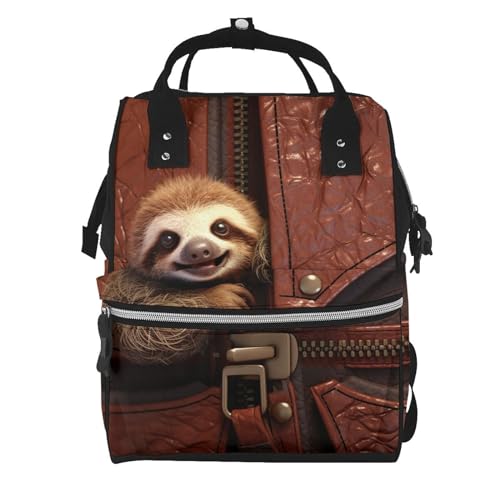 ZaKhs Laptop-Rucksack mit Faultier auf Reißverschluss, 39 cm (15,7 Zoll), wasserdicht, Arbeitstasche, lässiger Tagesrucksack für Damen und Herren, Schwarz , One size von ZaKhs