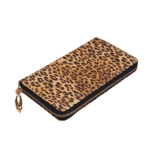 ZaKhs Leopard Print Damen Geldbörse Leder Reißverschluss Münzbörse Große Kapazität Kartenhalter für Frauen Männer Geschenk, Schwarz , Einheitsgröße von ZaKhs