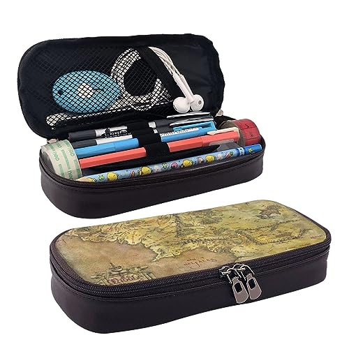 ZaKhs Middle Earth Mapprint Federmäppchen für Jungen und Mädchen, große Kapazität, multifunktionale Make-up-Tasche, Organizer-Tasche für Büro und Reisen, Schwarz , Einheitsgröße, Make-up-Tasche von ZaKhs