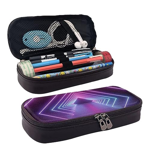 ZaKhs Neon Lights Tunnelprint Federmäppchen für Jungen Mädchen Große Kapazität Multifunktionale Make-up-Tasche Organizer Tasche für Büro Reisen, Schwarz , Einheitsgröße, Make-up-Tasche von ZaKhs