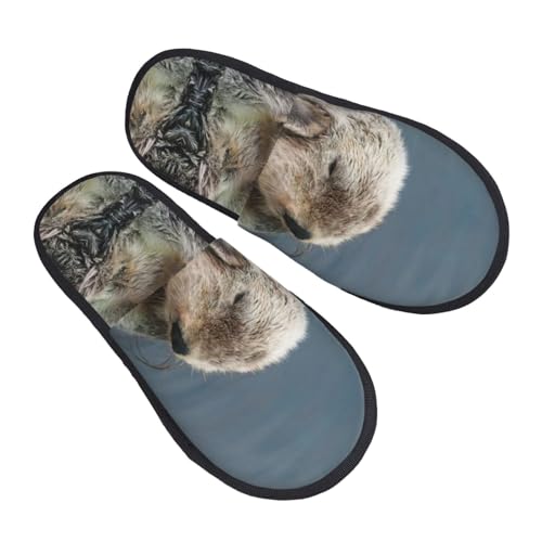 ZaKhs Nette Meer Otter Print frauen Hausschuhe Rutschfeste Fuzzy Hausschuhe Nette Haus Hausschuhe Für Indoor Outdoor L, Schwarz , Large von ZaKhs