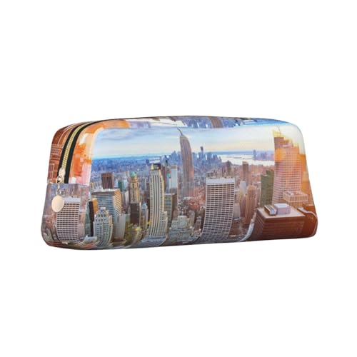 ZaKhs New York City Skyline Print Federmäppchen Große Kapazität Stifteetui Tragbares Federmäppchen für Männer Frauen, gold, Einheitsgröße, Taschen-Organizer von ZaKhs