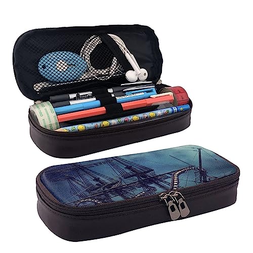 ZaKhs Octopus Kraken Piratenschiff Ozeanprint Federmäppchen für Jungen Mädchen Große Kapazität Multifunktionale Make-up-Tasche Organizer Tasche für Büro Reisen, Schwarz , Einheitsgröße, Make-up-Tasche von ZaKhs