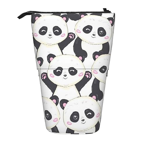 ZaKhs Panda Muster Drucken Stehen Sie oben Bleistift Fall Einziehbare Bleistift Beutel Niedlich Tragbare Bleistifthalter für Jungen Mädchen Bürobedarf, Schwarz , Einheitsgröße, Make-up-Tasche von ZaKhs