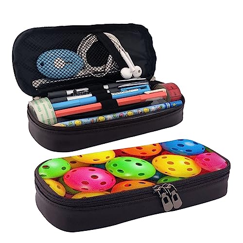 ZaKhs Pickleball Federmäppchen mit Bällen und Mustern, für Jungen und Mädchen, große Kapazität, multifunktional, Make-up-Tasche, Organizer-Tasche für Büro, Reisen, Schwarz , Einheitsgröße, von ZaKhs