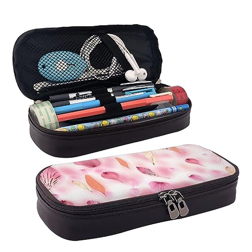 ZaKhs Pink Petalsprint Federmäppchen für Jungen und Mädchen, große Kapazität, multifunktional, Make-up-Tasche, Organizer-Tasche für Büro und Reisen, Schwarz , Einheitsgröße, Make-up-Tasche von ZaKhs