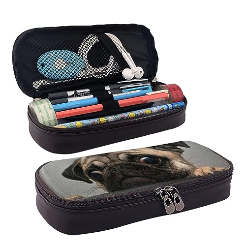 ZaKhs Pretty Pugprint Federmäppchen für Jungen und Mädchen, große Kapazität, multifunktional, Make-up-Tasche, Organizer-Tasche für Büro und Reisen, Schwarz , Einheitsgröße, Make-up-Tasche von ZaKhs