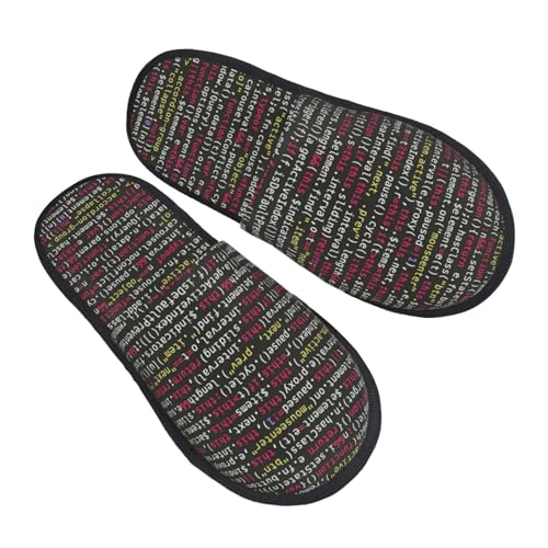 ZaKhs Programmierer Programmierung Code Print Damen Hausschuhe Rutschfeste Fuzzy Hausschuhe Niedliche Haus Hausschuhe Für Indoor Outdoor M, Schwarz , Large von ZaKhs
