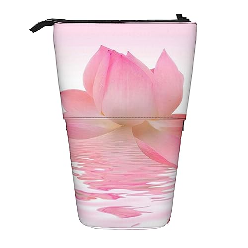 ZaKhs Rosa Blumen Blütenblätter Print Stand Up Bleistift Fall Einziehbare Bleistift Beutel Niedlich Tragbare Bleistifthalter für Jungen Mädchen Bürobedarf, Schwarz , Einheitsgröße, Make-up-Tasche von ZaKhs