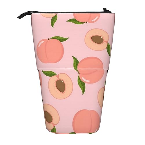 ZaKhs Rosa Pfirsich Muster Drucken Stehen Sie oben Bleistift Fall Retractable Pencil Pouch Nette Tragbare Bleistifthalter für Jungen Mädchen Bürobedarf, Schwarz , Einheitsgröße, Make-up-Tasche von ZaKhs