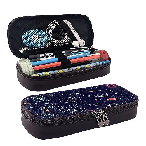 ZaKhs Star Constellation Mapprint Federmäppchen für Jungen Mädchen Große Kapazität Multifunktionale Make-up-Tasche Organizer Tasche für Büro Reisen, Schwarz , Einheitsgröße, Make-up-Tasche von ZaKhs