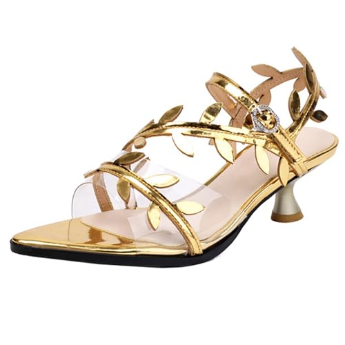 ZaKoonaC Damen Boho-Sandalen Perlenkette, Offene Zehen Roman-Slipper​ (Gold, 33 EU) von ZaKoonaC