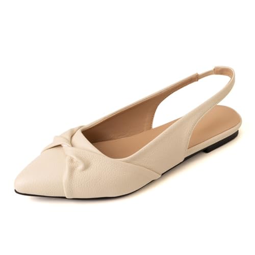 ZaKoonaC Damen Flache Sandaletten mit Spitzer Zehe | Büro & Freizeit | Atmungsaktiv Mehrere Farben (Beige, 49 EU) von ZaKoonaC