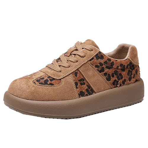 ZaKoonaC Damen-Sneaker im Retro-Leopardenmuster – Klobige Riemchen-Freizeitschuhe(Leopard Braun, 37) von ZaKoonaC