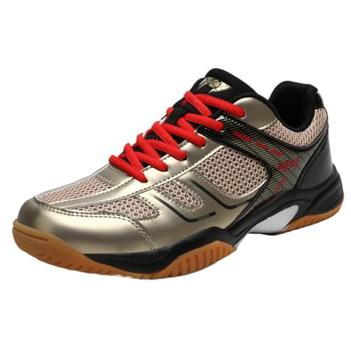 ZaKoonaC Funktionelle Tennis-Badminton Schuhe Unisex - Leichtes Mesh, MD Gummisohle für Hallensport und Freizeit (Schwarz Gold ，42 EU) von ZaKoonaC